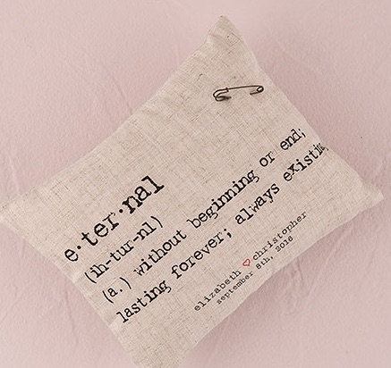 Personalized Natural Linen Ring Pillow With Vintage Type